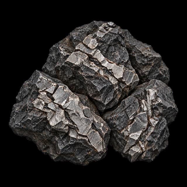 Chunks of dark Tier-2 ore shot through with bright conductive metallic veining